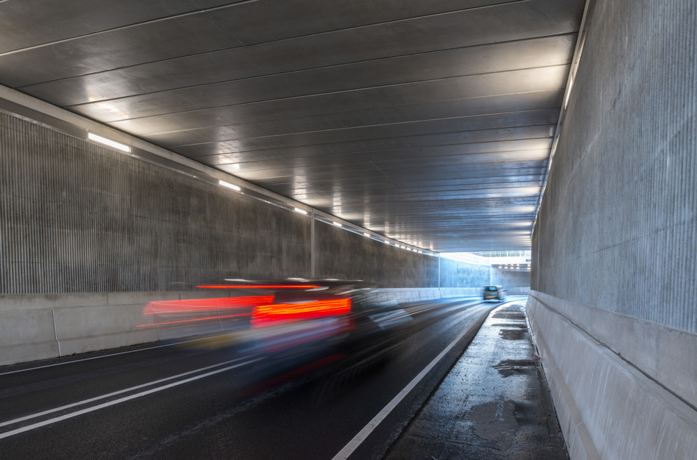 Lightronics PLUTEGO LED armaturen in een autotunnel in Bunnik